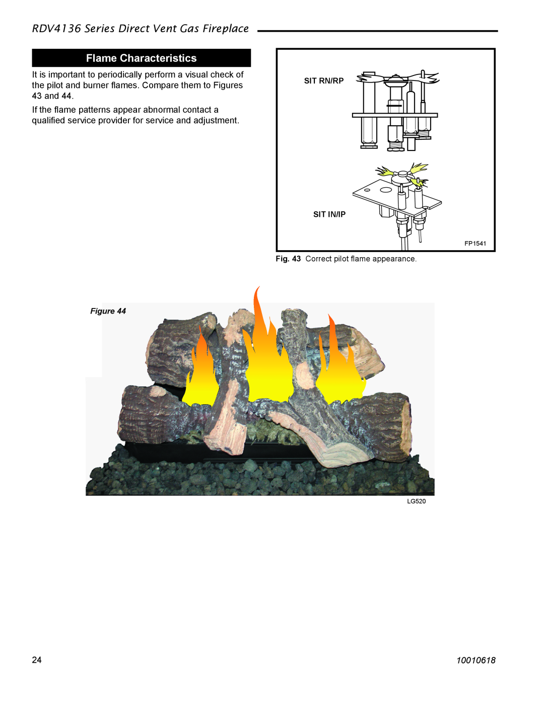 Majestic Appliances installation instructions Flame Characteristics, RDV4136 Series Direct Vent Gas Fireplace, 10010618 