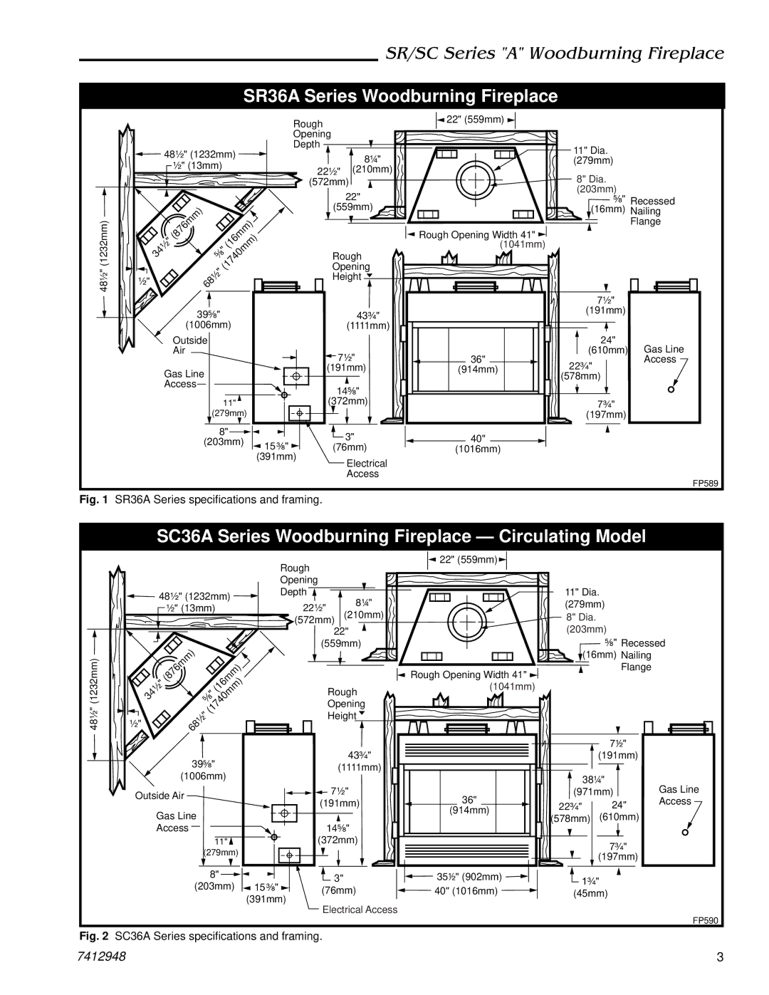 Majestic Appliances SC42A, SR42A, SC36A manual SR36A Series Woodburning Fireplace 