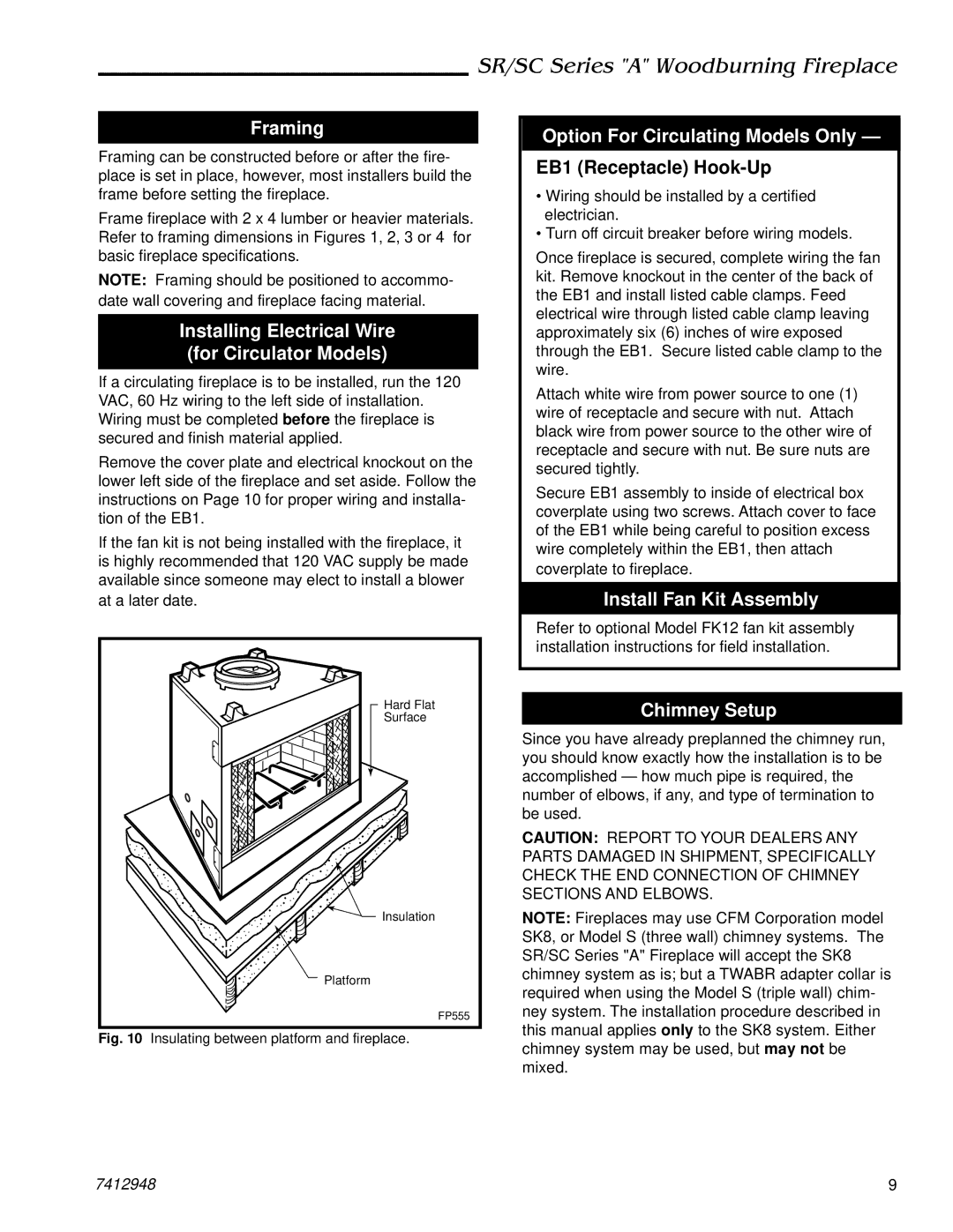 Majestic Appliances SC36A Framing, Installing Electrical Wire For Circulator Models, Option For Circulating Models Only 