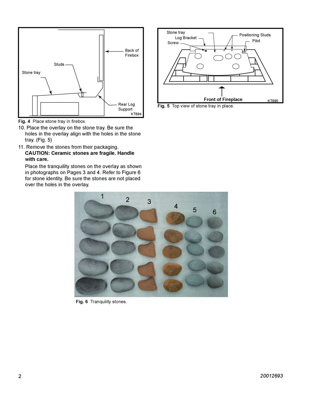 Majestic Appliances TQS36 installation instructions 20012693, Remove the stones from their packaging 