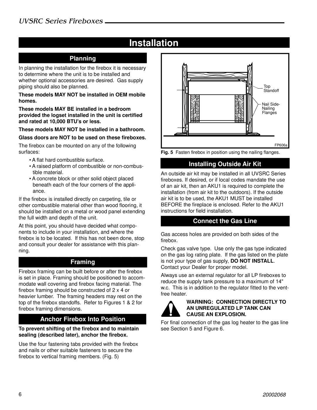 Majestic Appliances UVSRC42, UVSRC36 dimensions Installation 