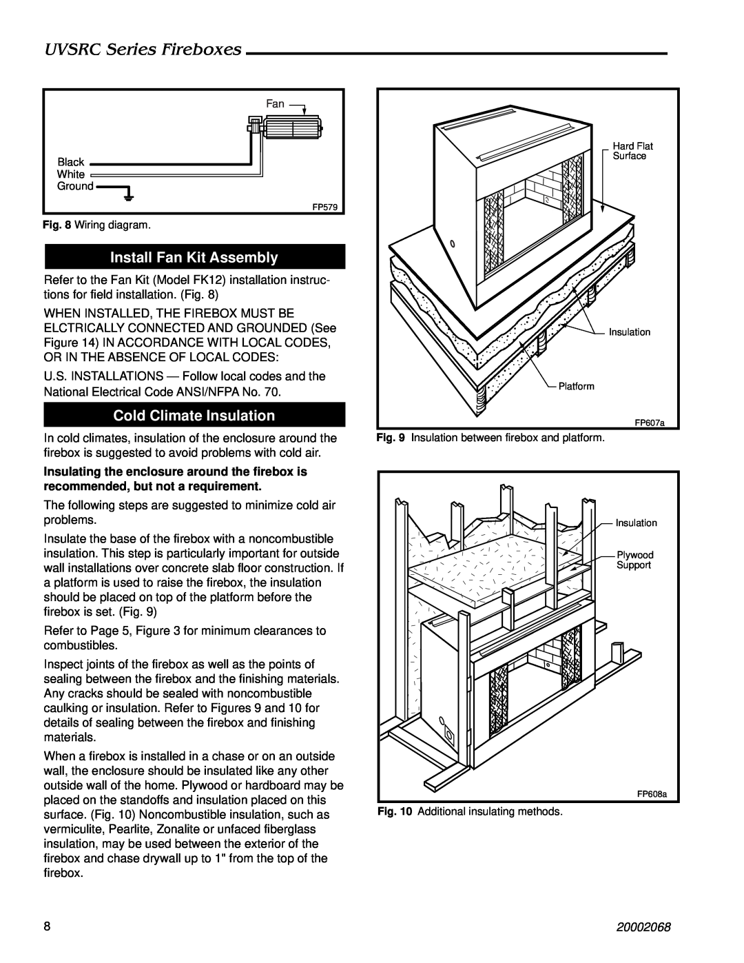 Majestic Appliances UVSRC42, UVSRC36 Install Fan Kit Assembly, Cold Climate Insulation, UVSRC Series Fireboxes, 20002068 