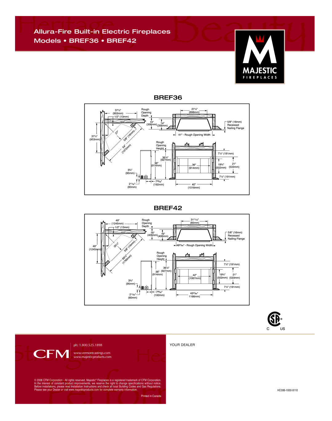 Majestic BREF42 manual BREF36 