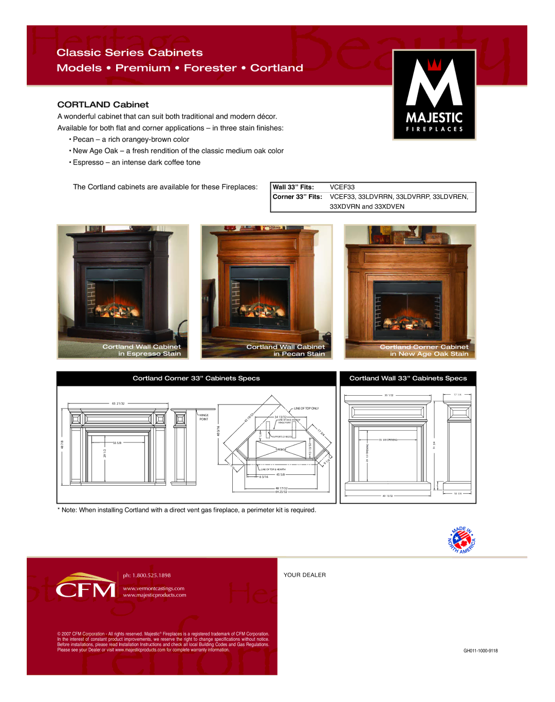 Majestic manual Classic Series Cabinets Models Premium Forester Cortland 