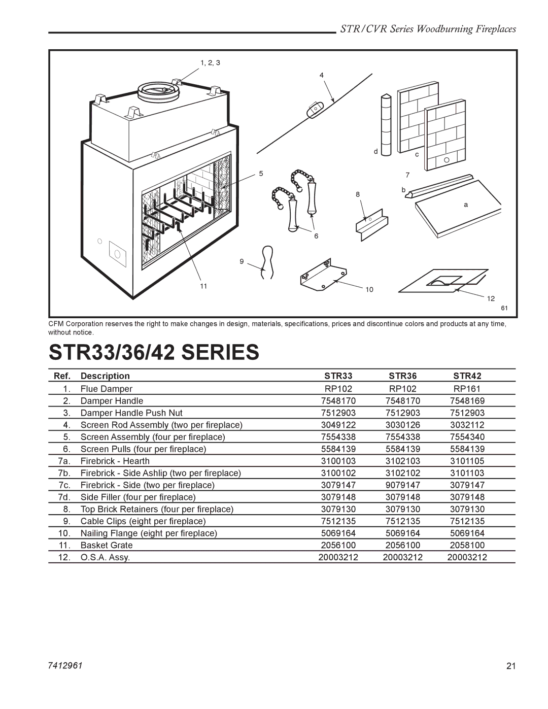 Majestic STR36, CVR42, STR42, CVR36 manual STR33/36/42 Series 