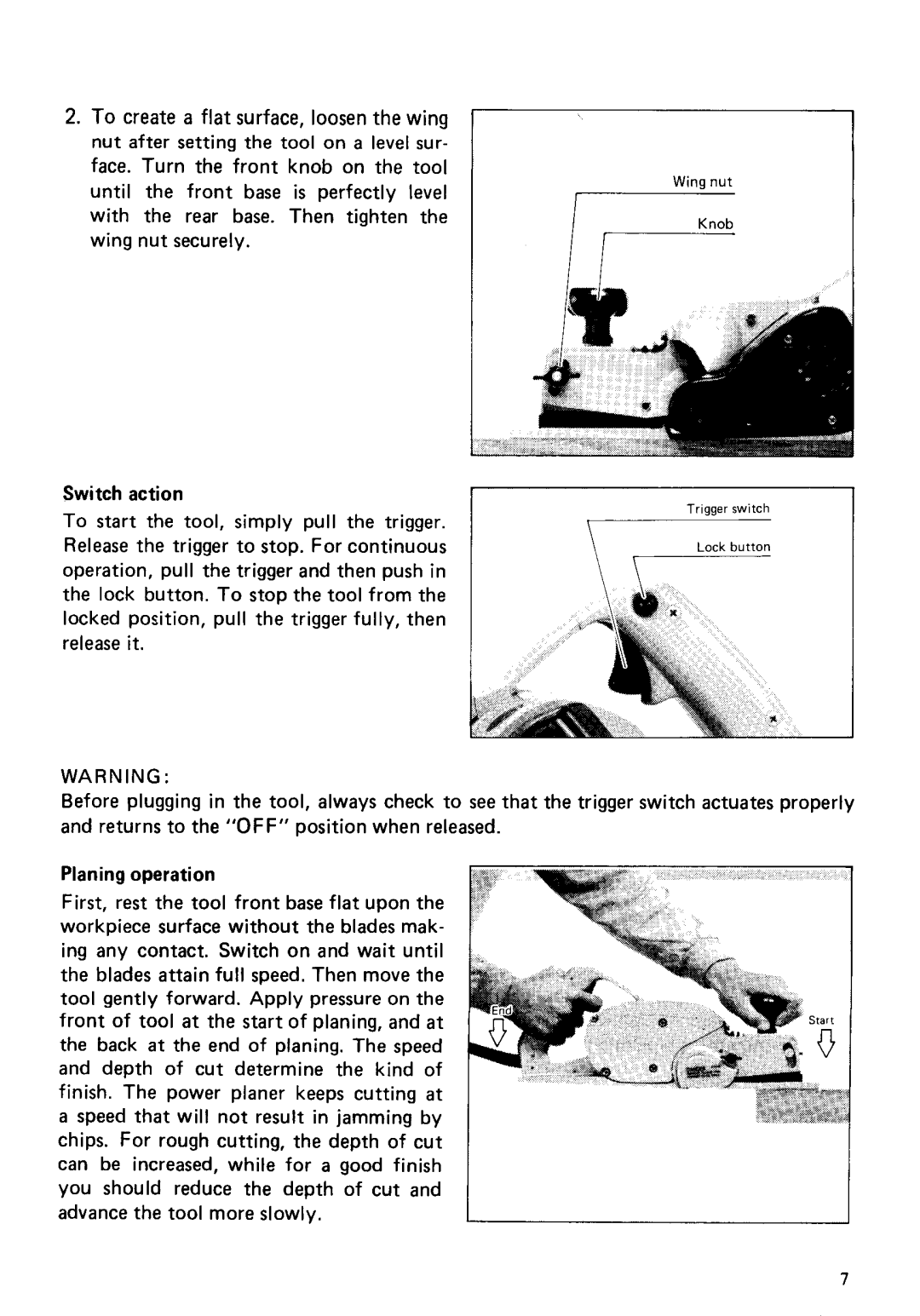 Makita 1001 instruction manual Trigger switch actuates properly 