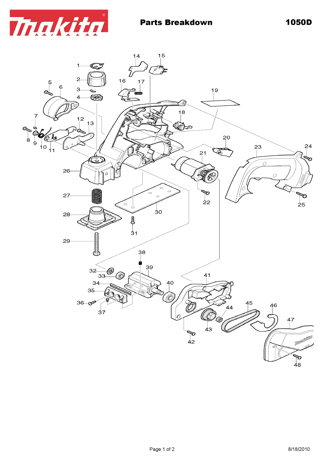 Makita 1050D manual Parts Breakdown 