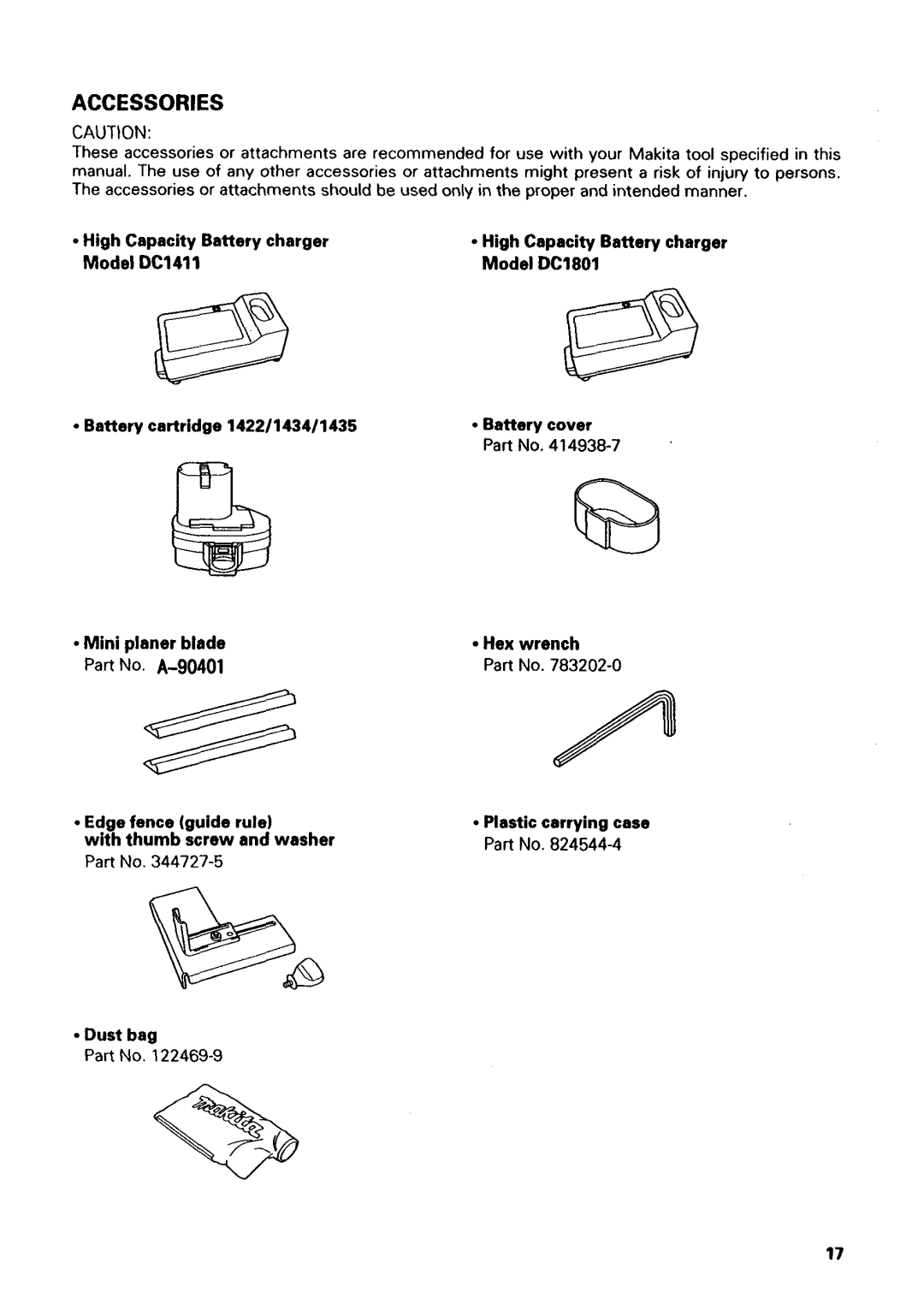 Makita 1051D instruction manual Accessories 