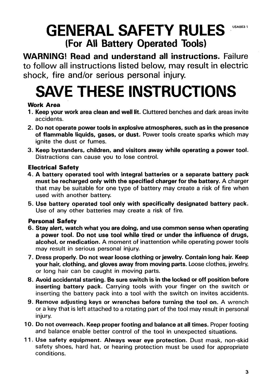 Makita 1051D instruction manual General Safety Rules 