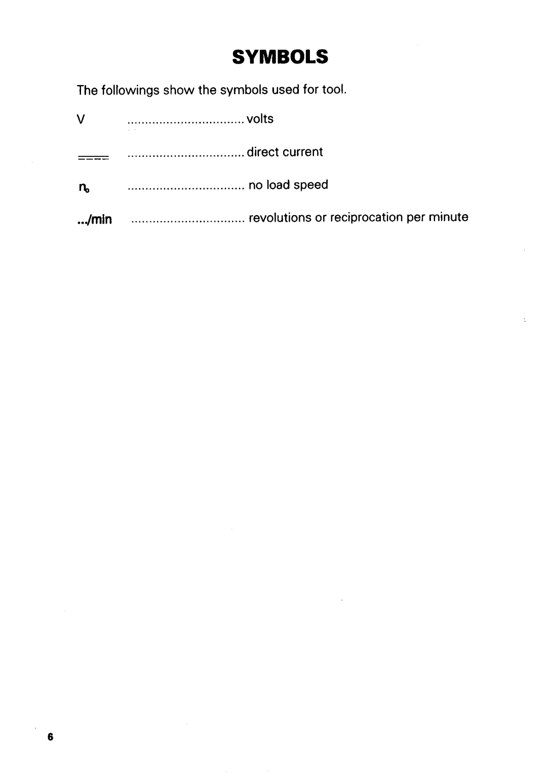 Makita 1051D instruction manual Symbols 