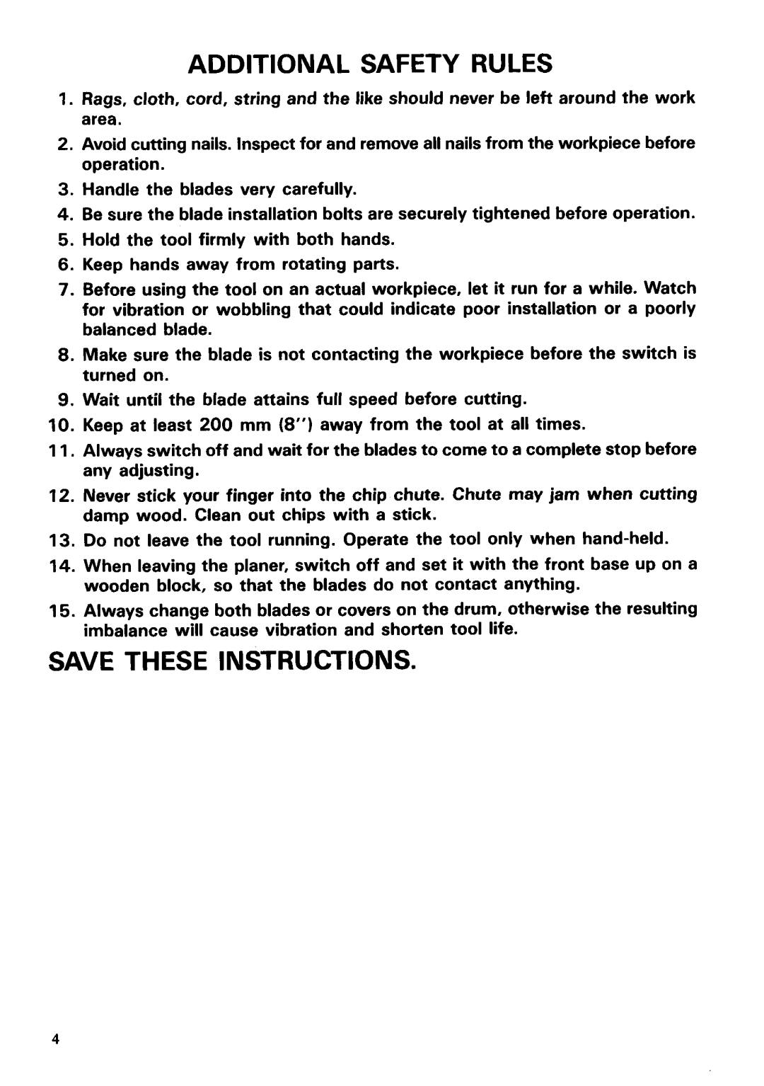 Makita 1100 instruction manual Additional Safety Rules 