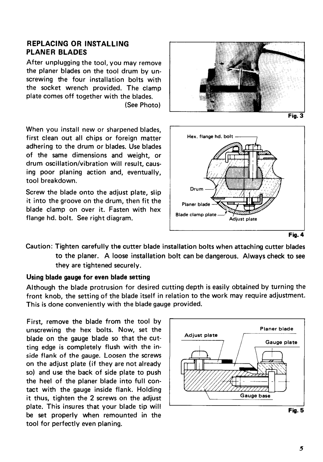 Makita 1805B instruction manual Replacing or Installing Planer Blades 