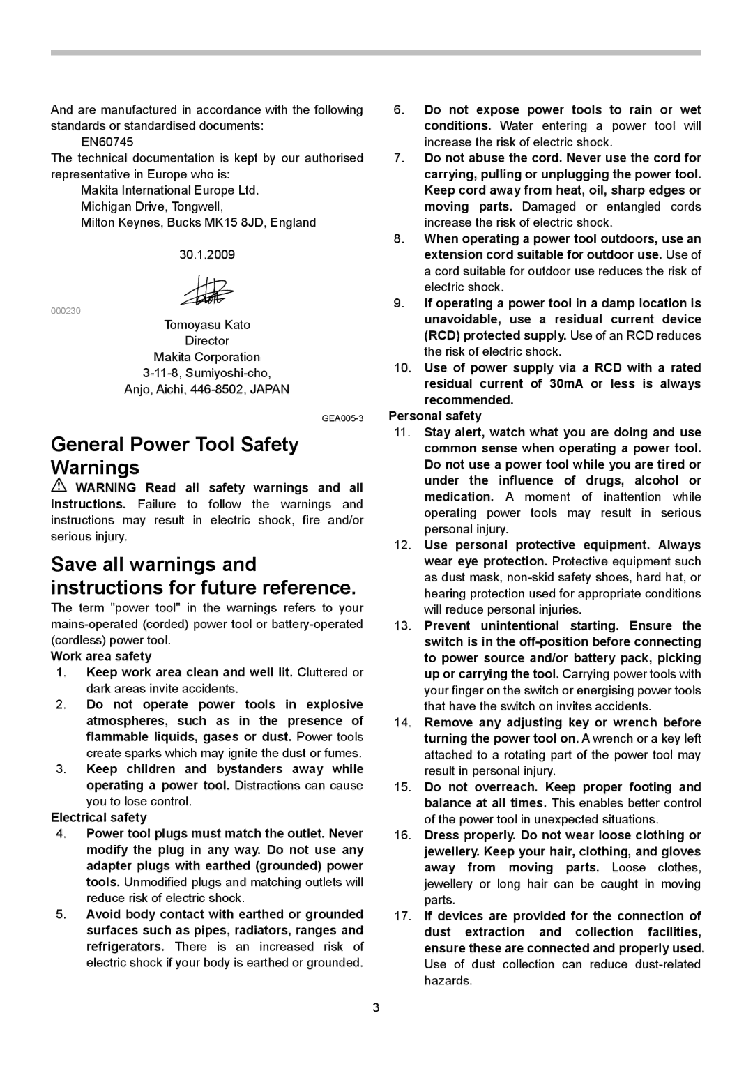 Makita 1902 instruction manual General Power Tool Safety Warnings 