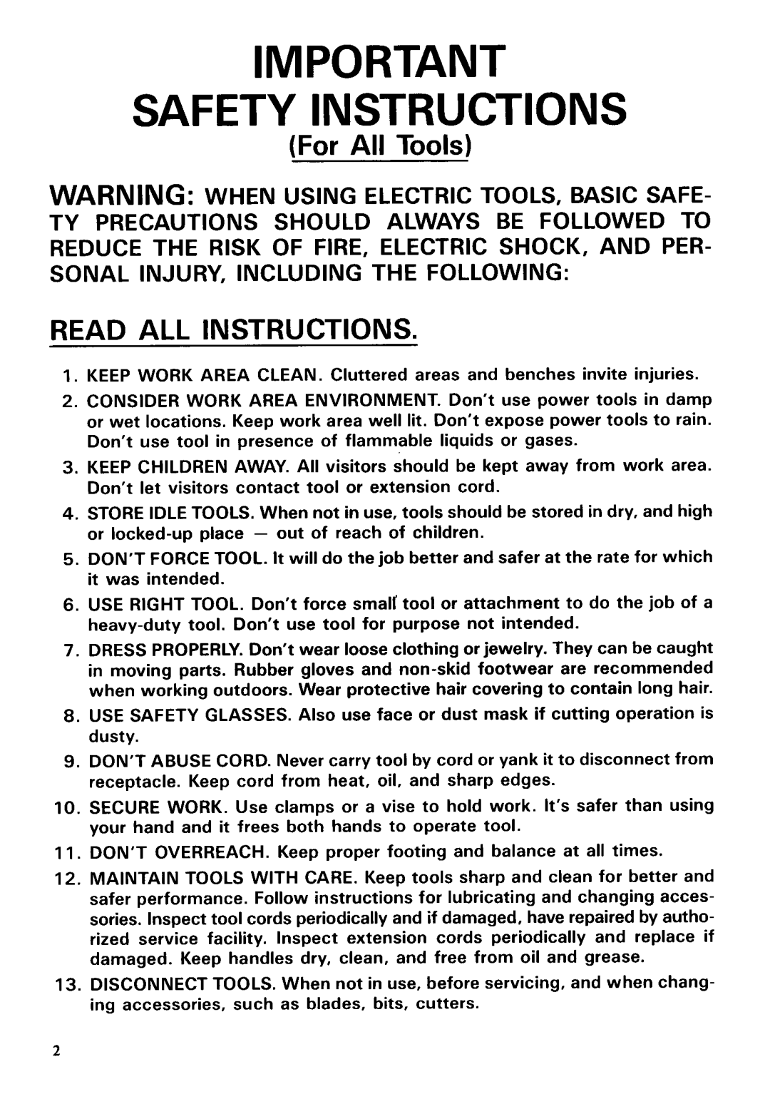 Makita 1911B instruction manual Safety Instructions 