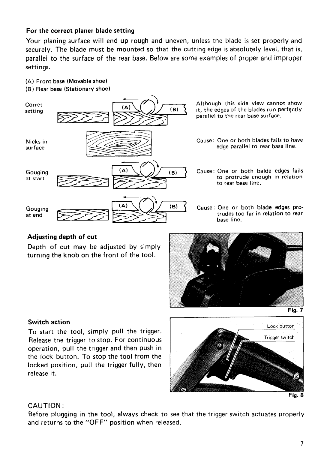 Makita 1911B instruction manual Adjusting depth of cut 