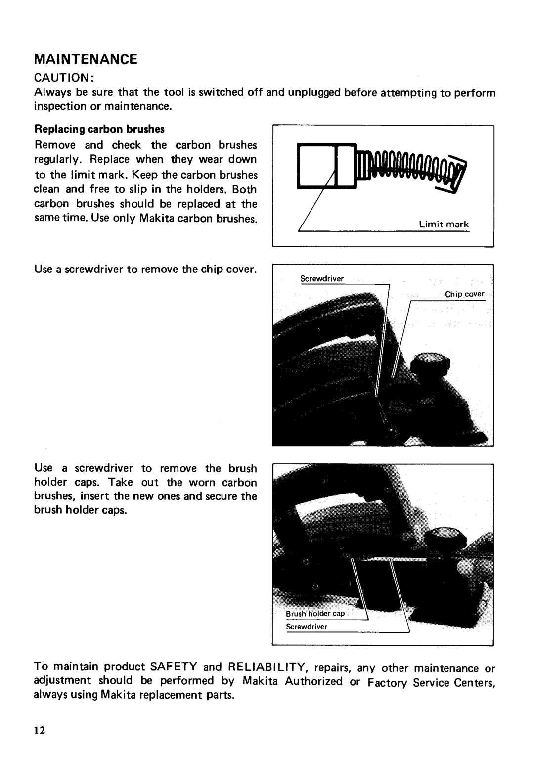 Makita 1923B instruction manual Maintenance 