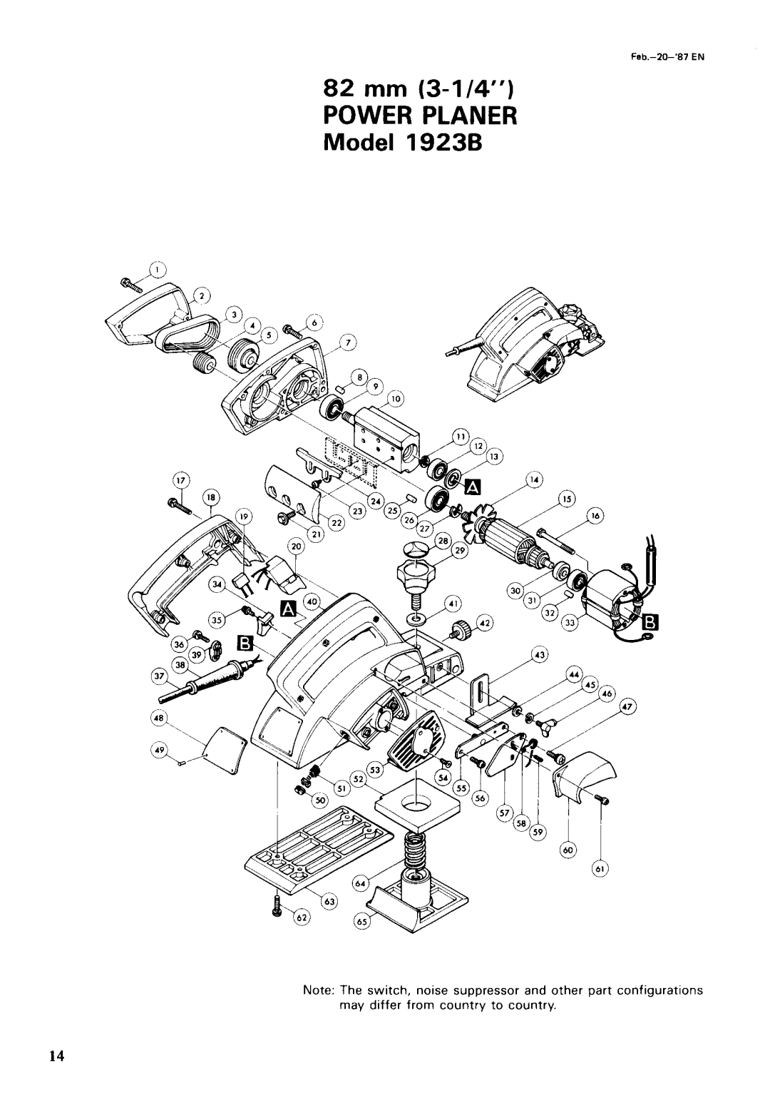 Makita 1923B instruction manual Power Planer 