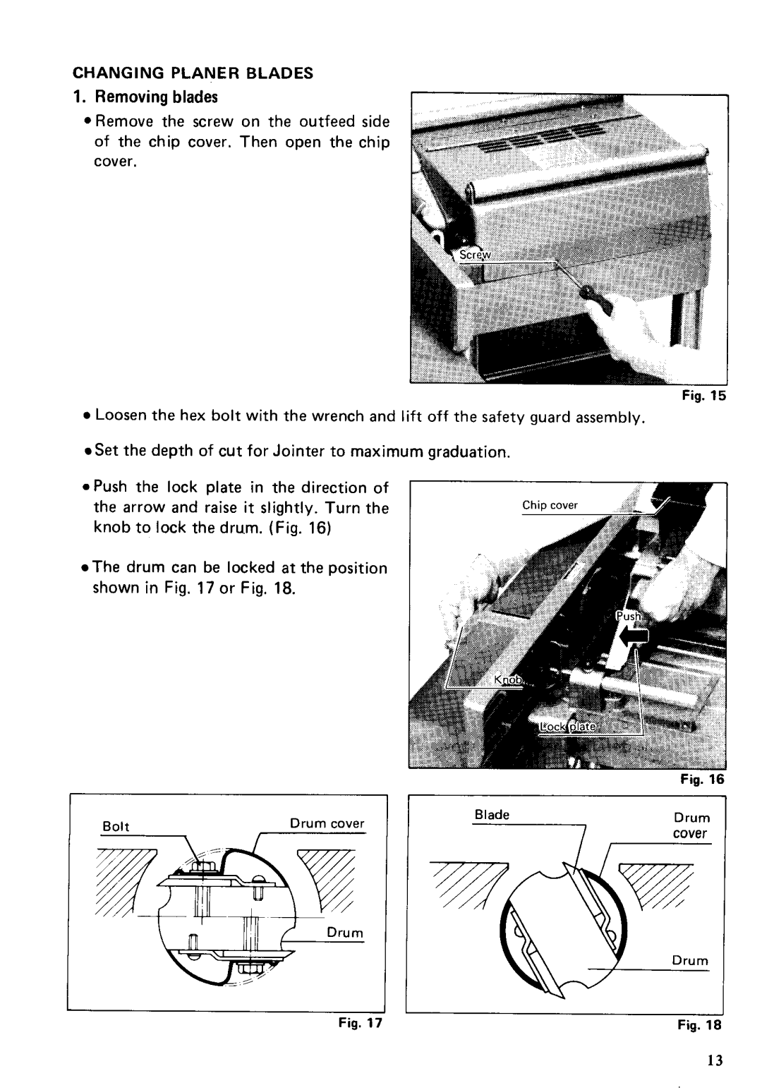 Makita 2030N instruction manual Removing blades 