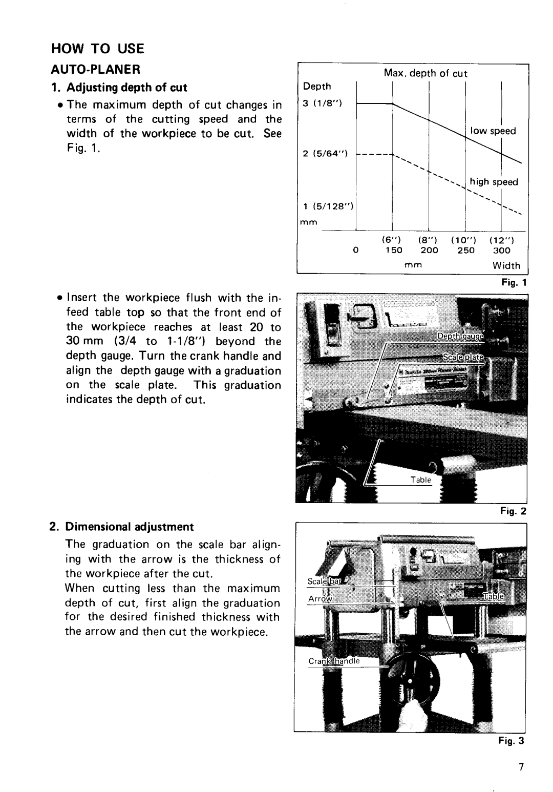 Makita 2030N instruction manual HOW to USE, Adjusting depth of cut, Dimensional adjustment 