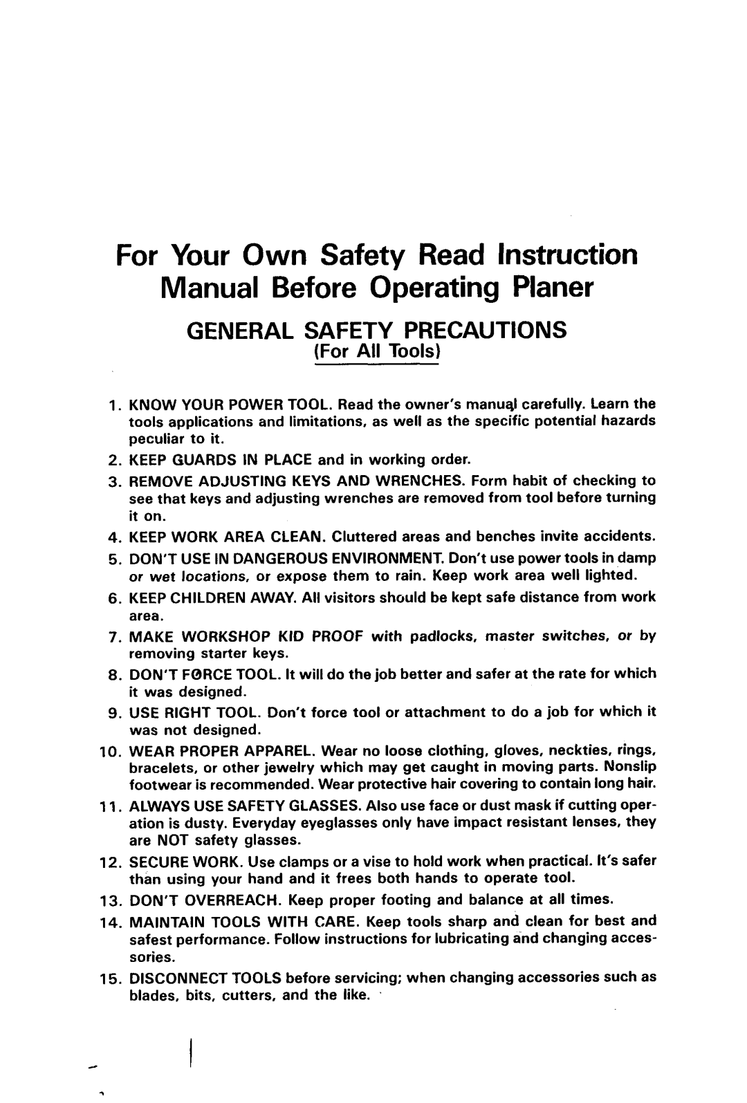 Makita 2040 instruction manual General Safety Precautions 