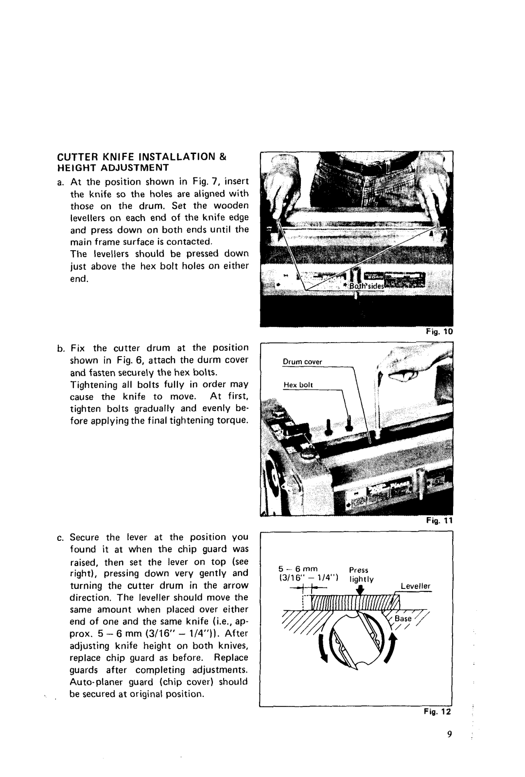 Makita 2040 instruction manual Cutter Knife Installation Height Adjustment 