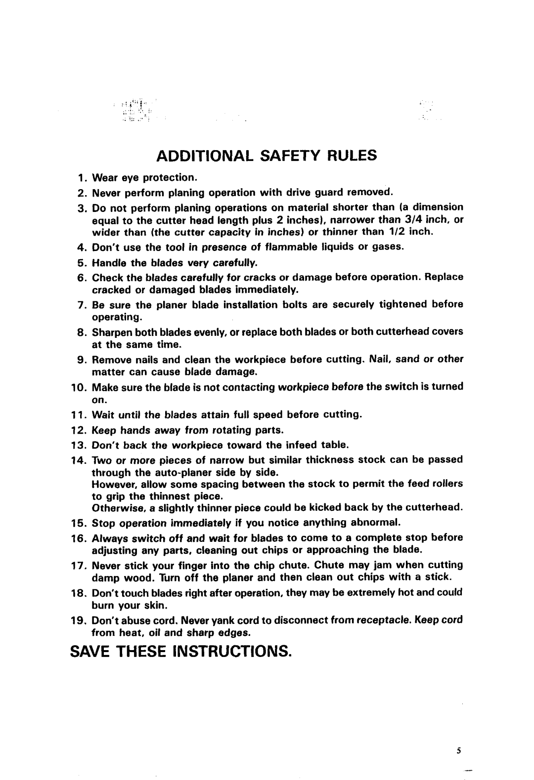 Makita 2040 instruction manual Save These Instructions, Additional Safety Rules 