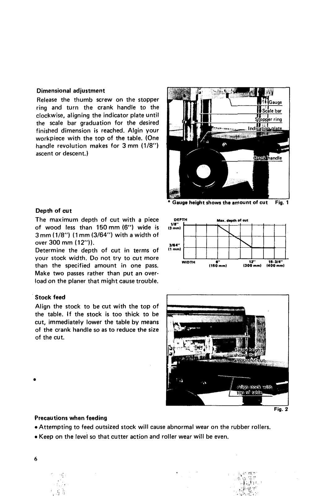 Makita 2040 instruction manual Depth of cut 