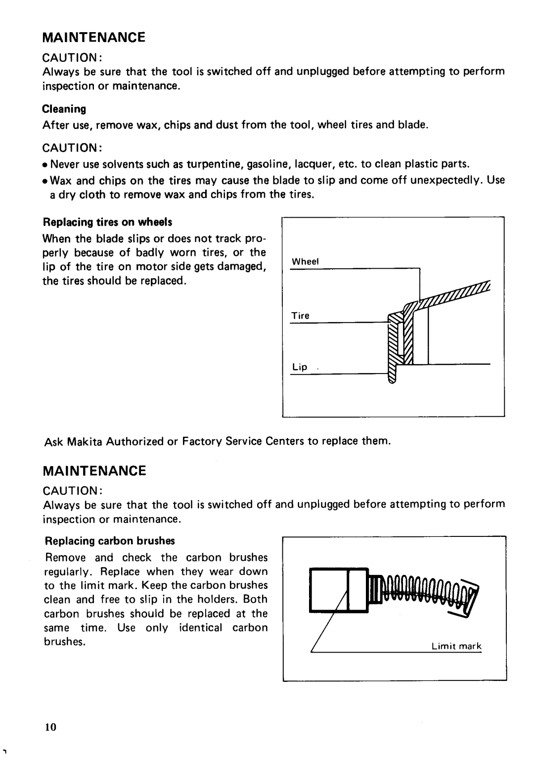 Makita 2106K specifications Limit mark 