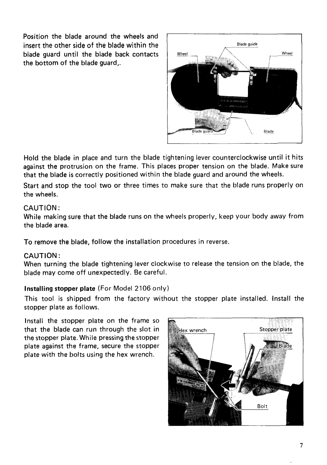 Makita 2106K specifications Blade guide 