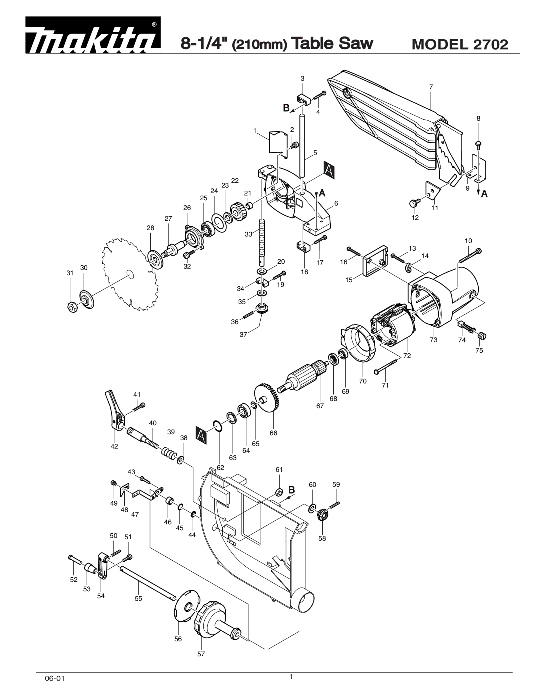 Makita 2702 manual 4 210mm Table Saw 