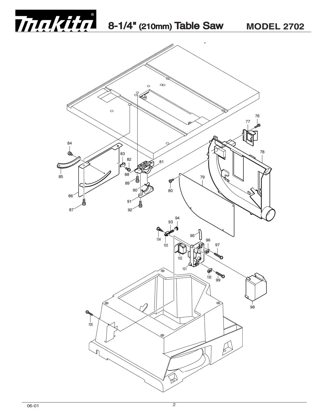 Makita 2702 manual 105 104 103 102 101 100 