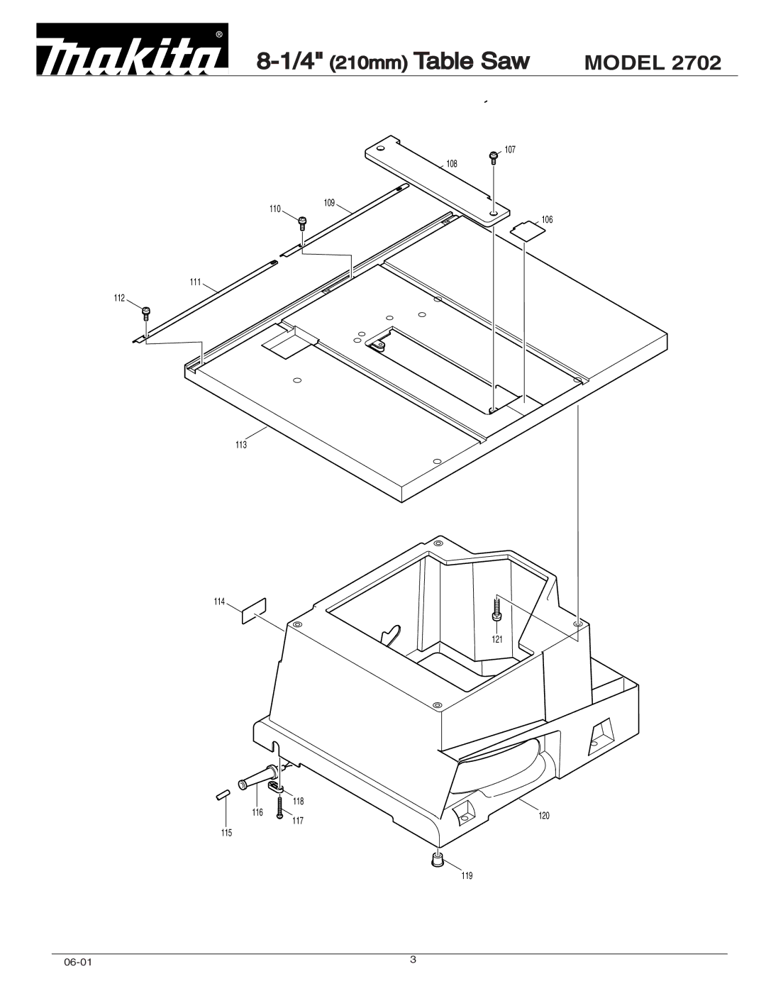 Makita 2702 manual 4 210mm Table Saw 