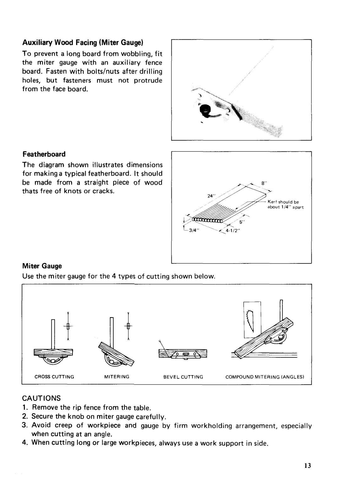 Makita 2708 instruction manual Auxiliary Wood Facing Miter Gauge Featherboard 