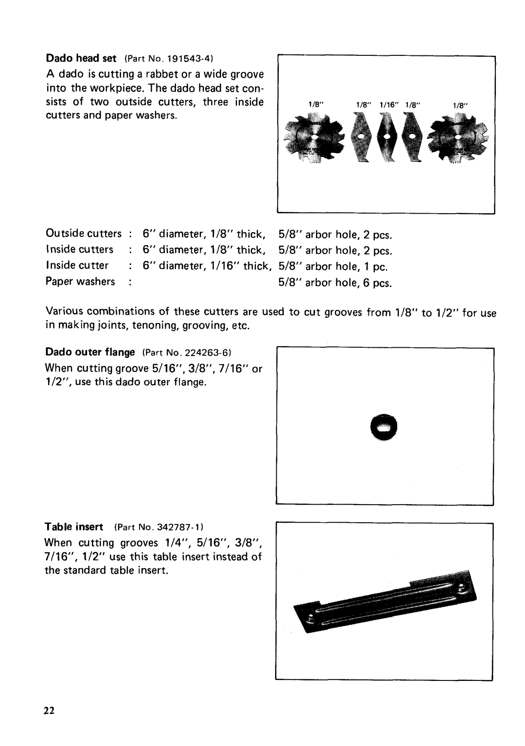 Makita 2708 instruction manual Inside cutters Diameter, 118 thick 