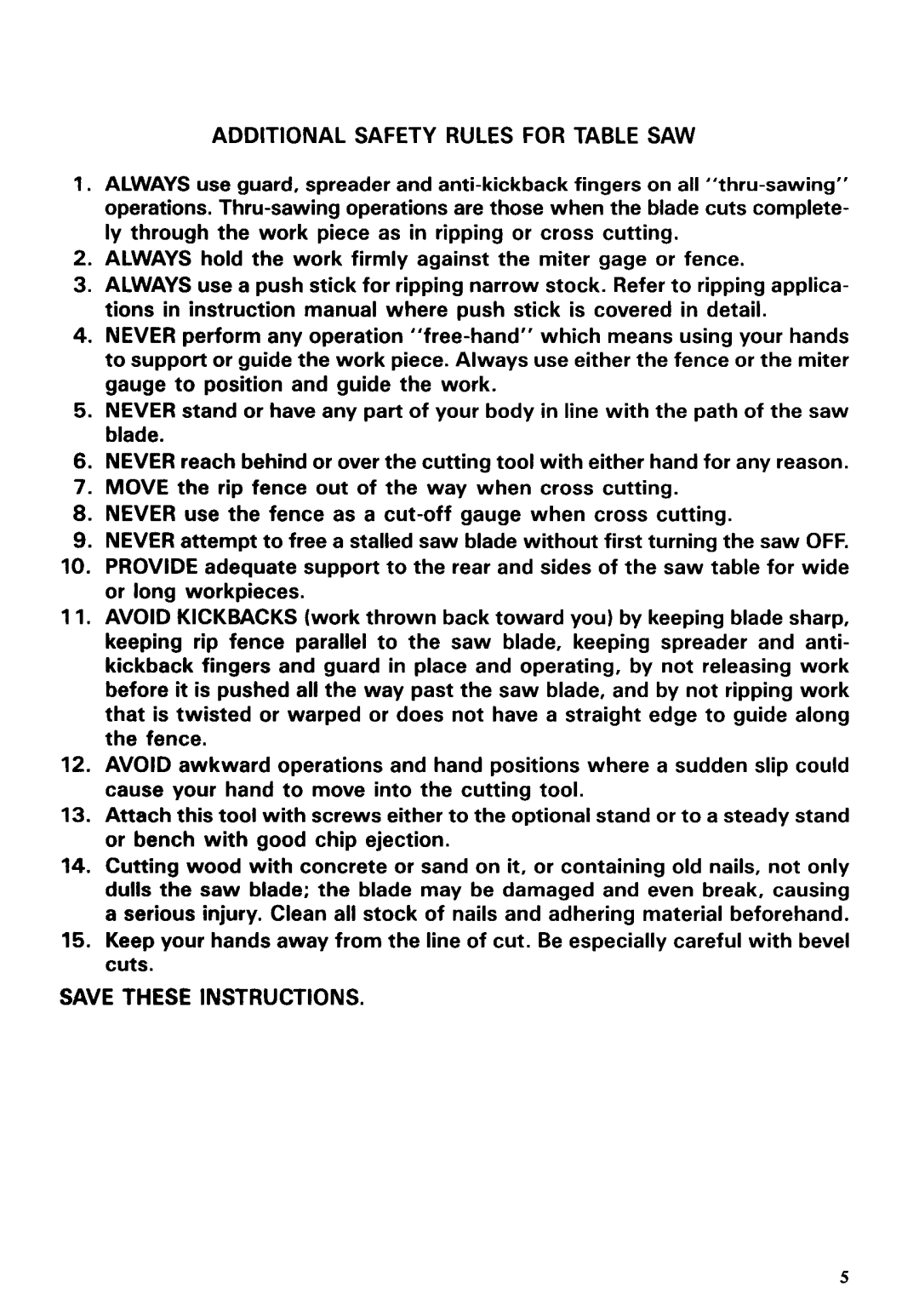 Makita 2708 instruction manual Additional Safety Rules for Table SAW 