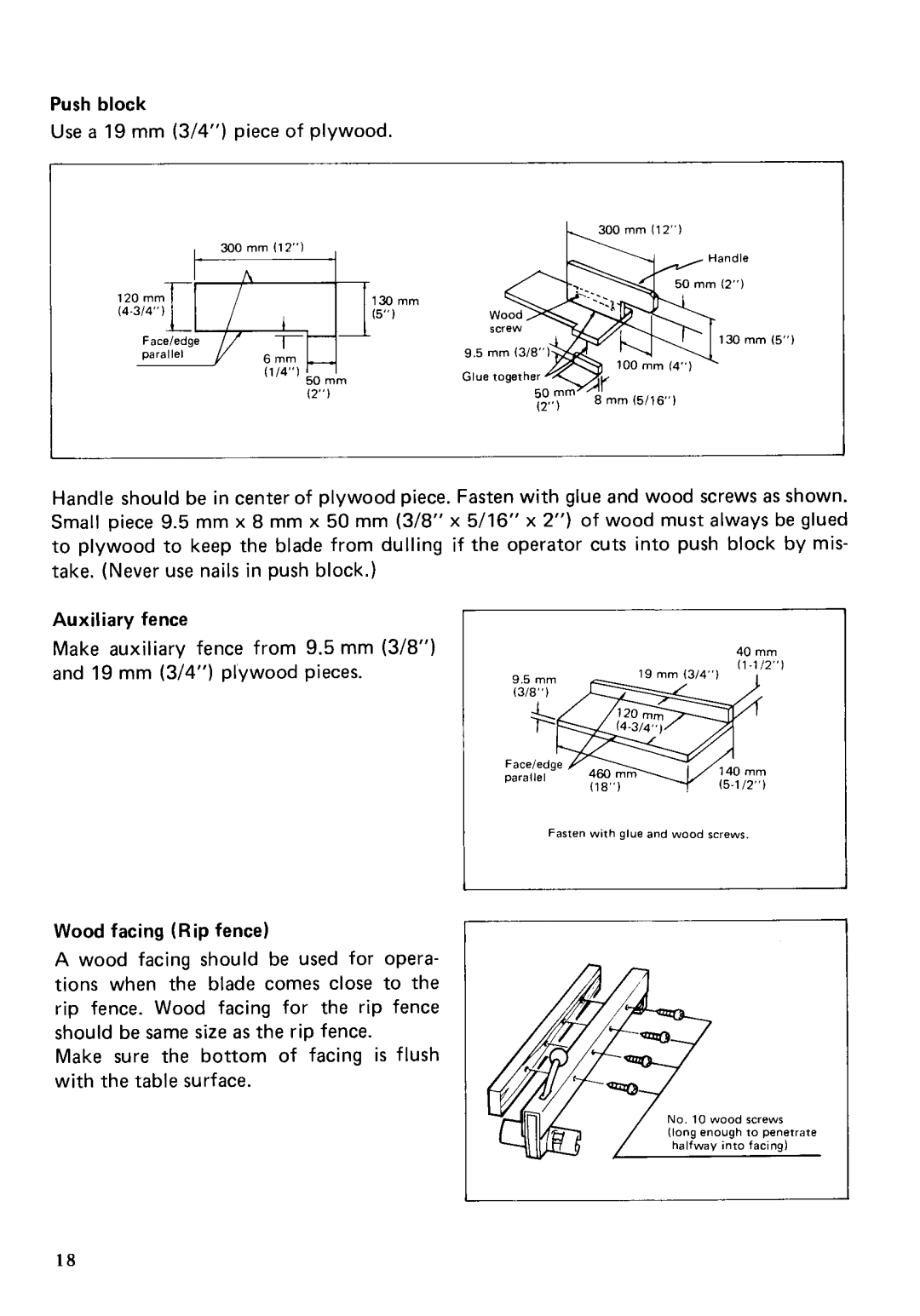 Makita 2711 instruction manual Push block Use a 19 mm 3/4 piece of plywood 