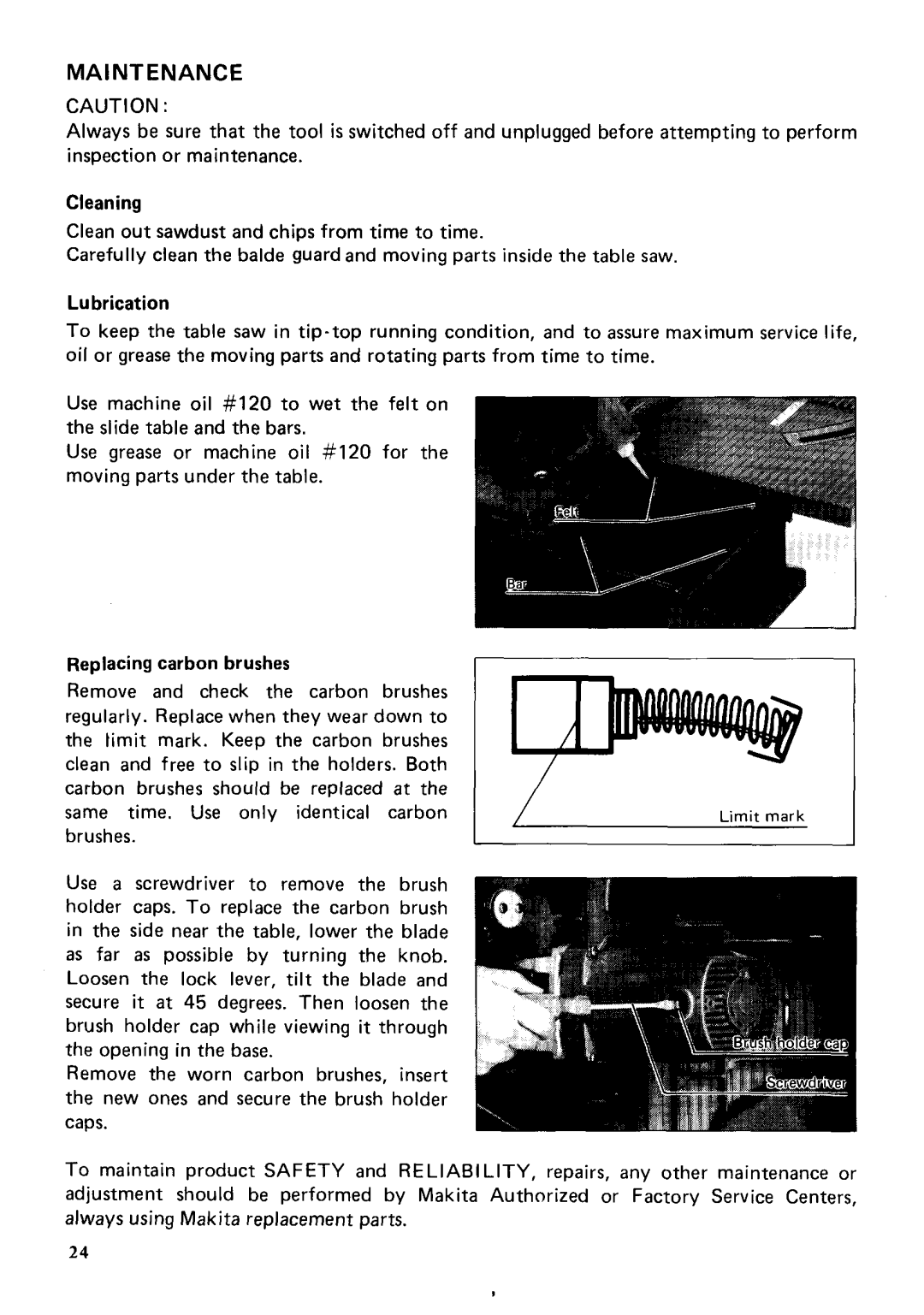 Makita 2711 instruction manual MA1NTENANCE 