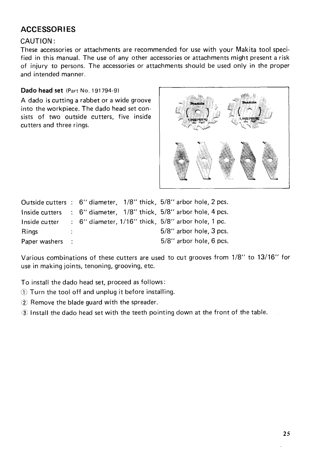 Makita 2711 instruction manual Accessories 