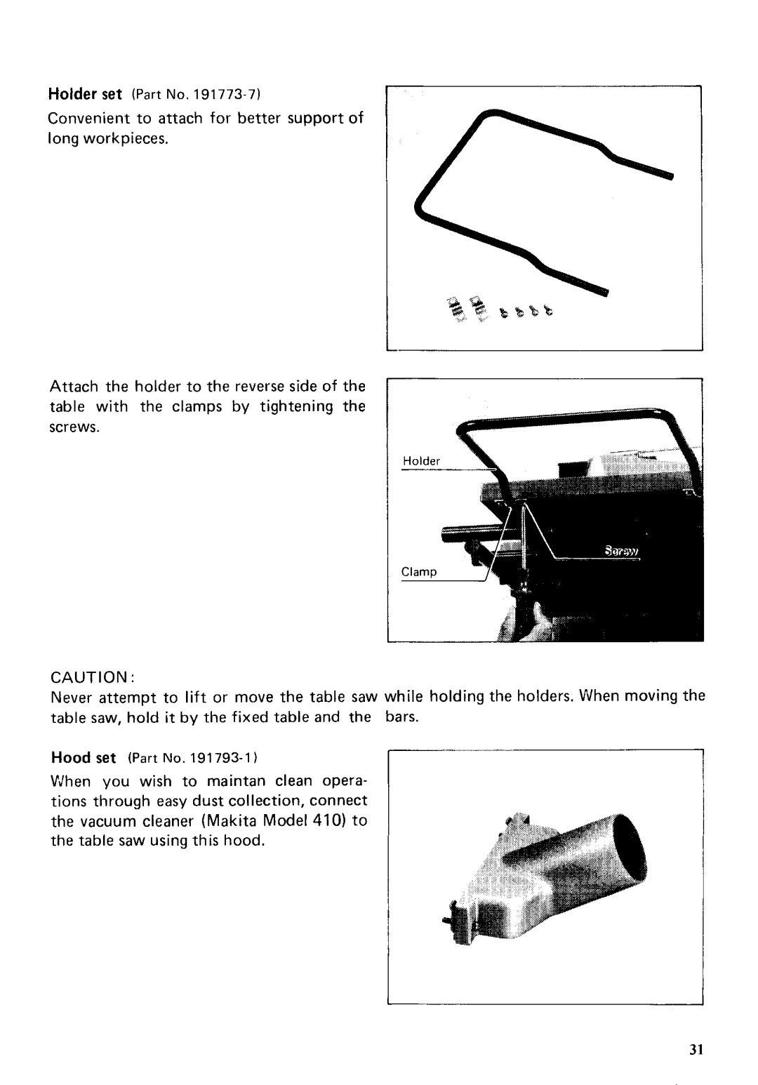 Makita 2711 instruction manual Holder set Part No 