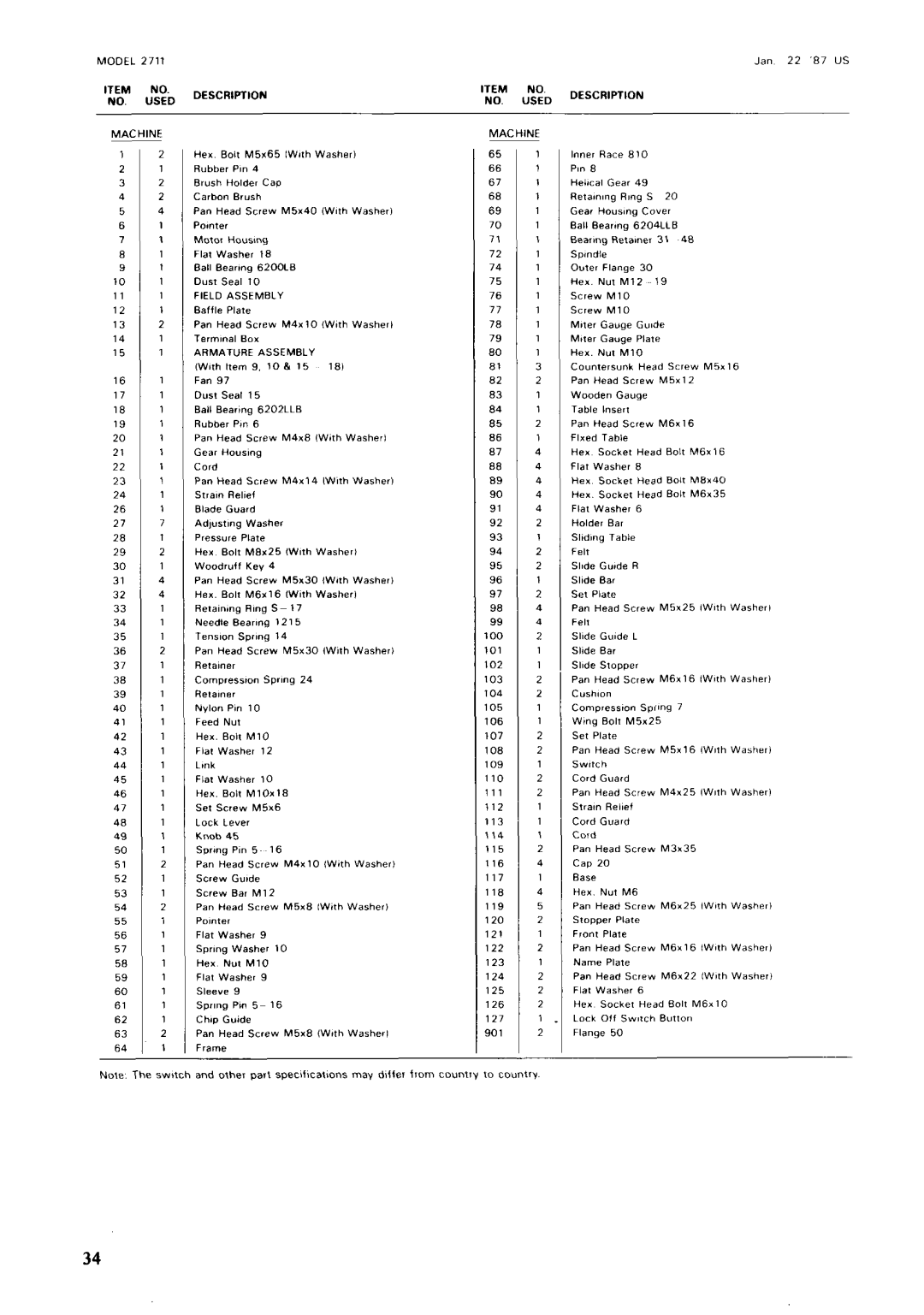 Makita 2711 instruction manual $Fd 