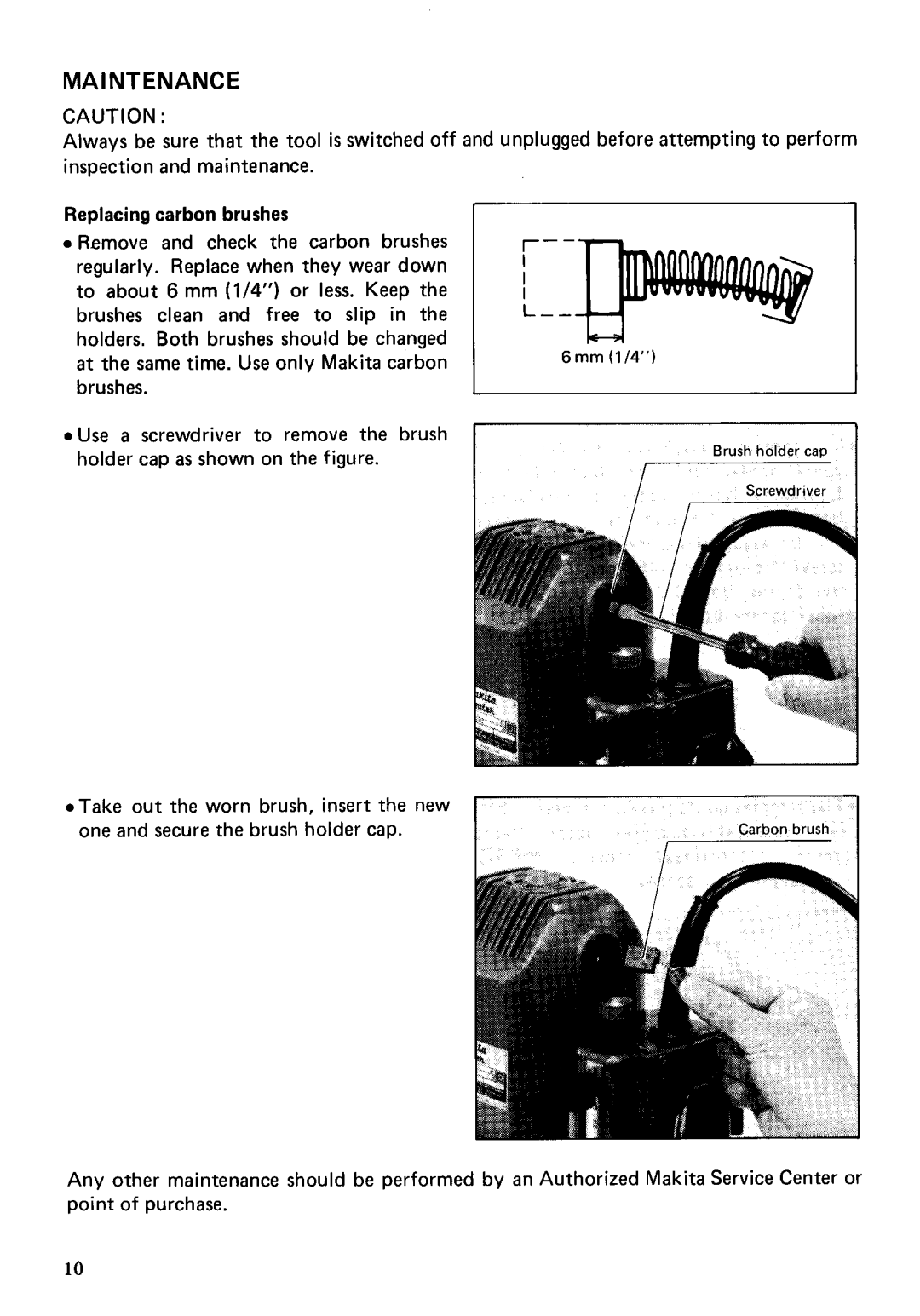 Makita 3612B instruction manual Maintenance, Holder cap as shown on the figure 