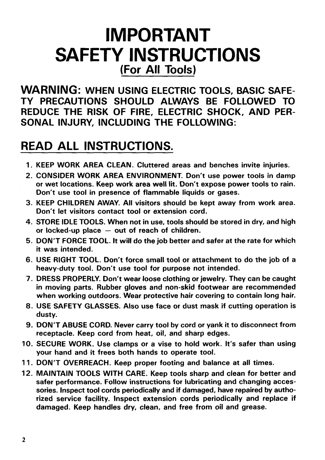 Makita 3612B instruction manual Safety Instructions 