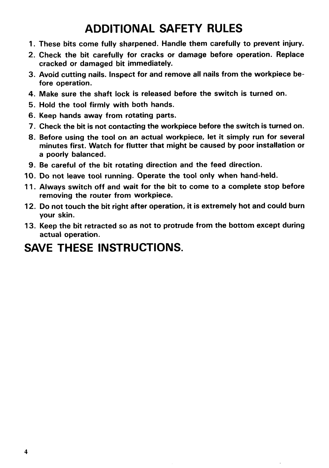 Makita 3612B instruction manual Additional Safety Rules 