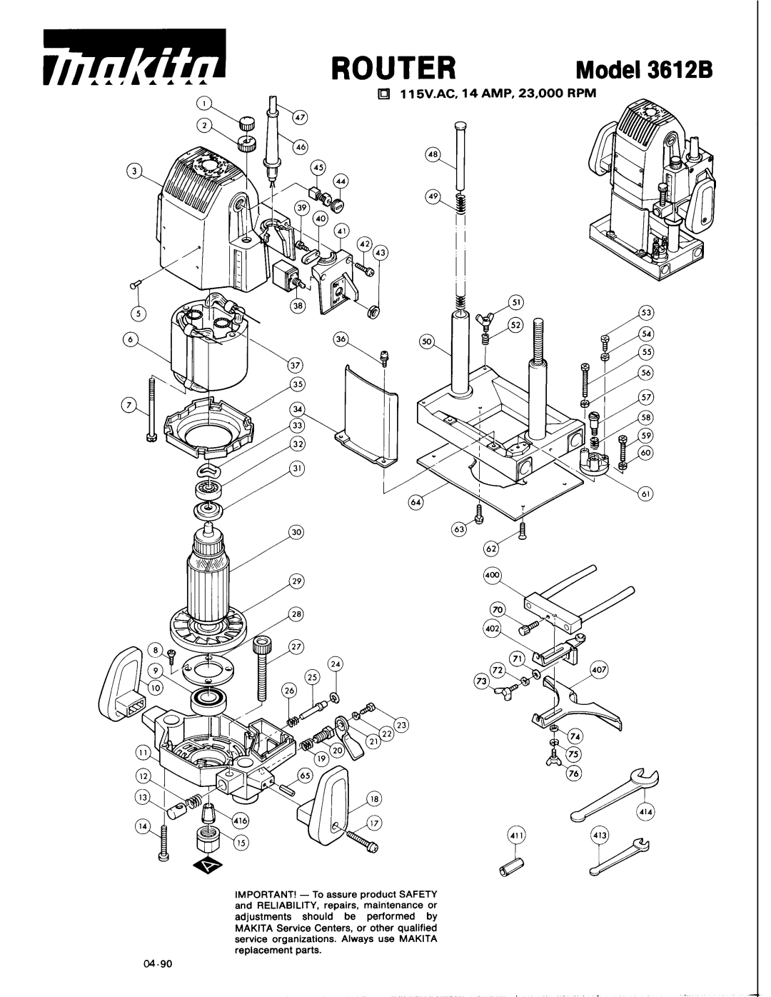 Makita 3612B manual 04-90 