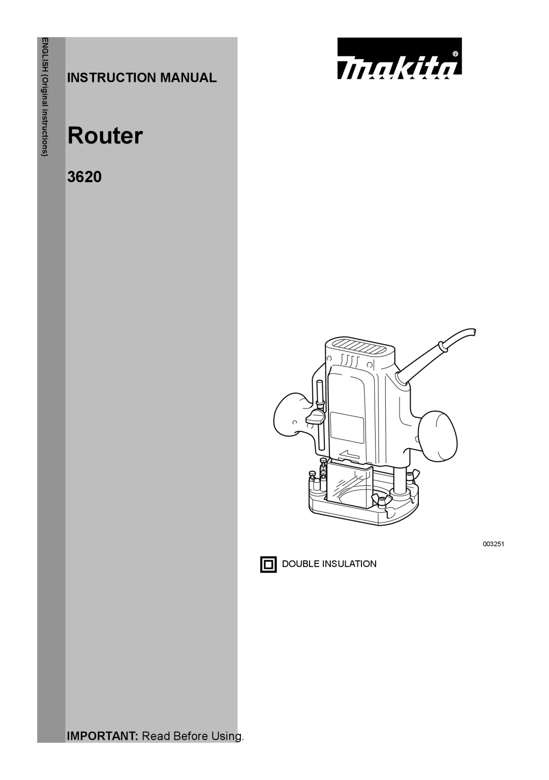 Makita 3620 instruction manual Router 