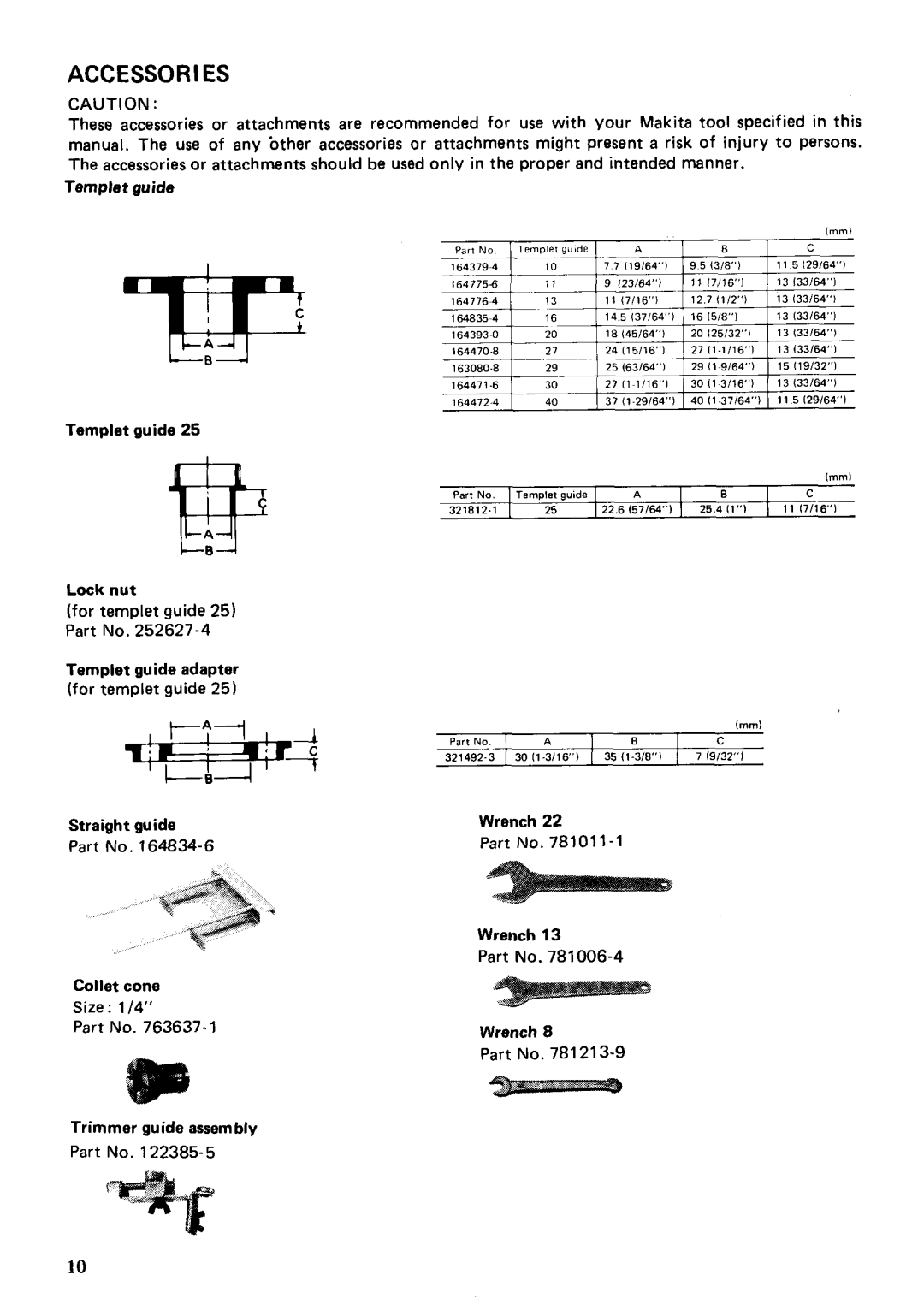 Makita 3620A instruction manual Accessories 