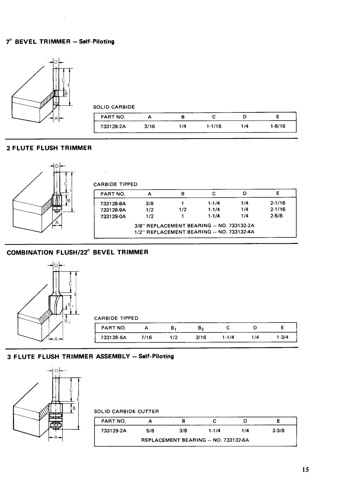 Makita 3620A instruction manual Flute Flush Trimmer, Combination FLUSH122 Bevel Trimmer 