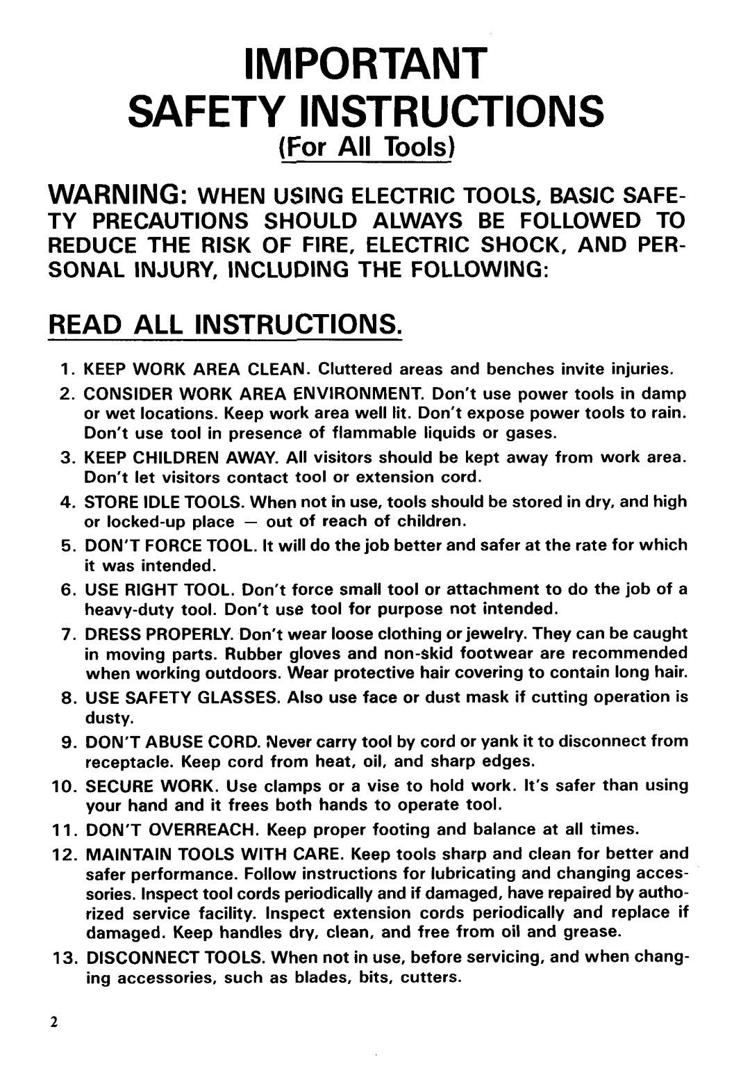 Makita 3620A instruction manual Safety Instructions 