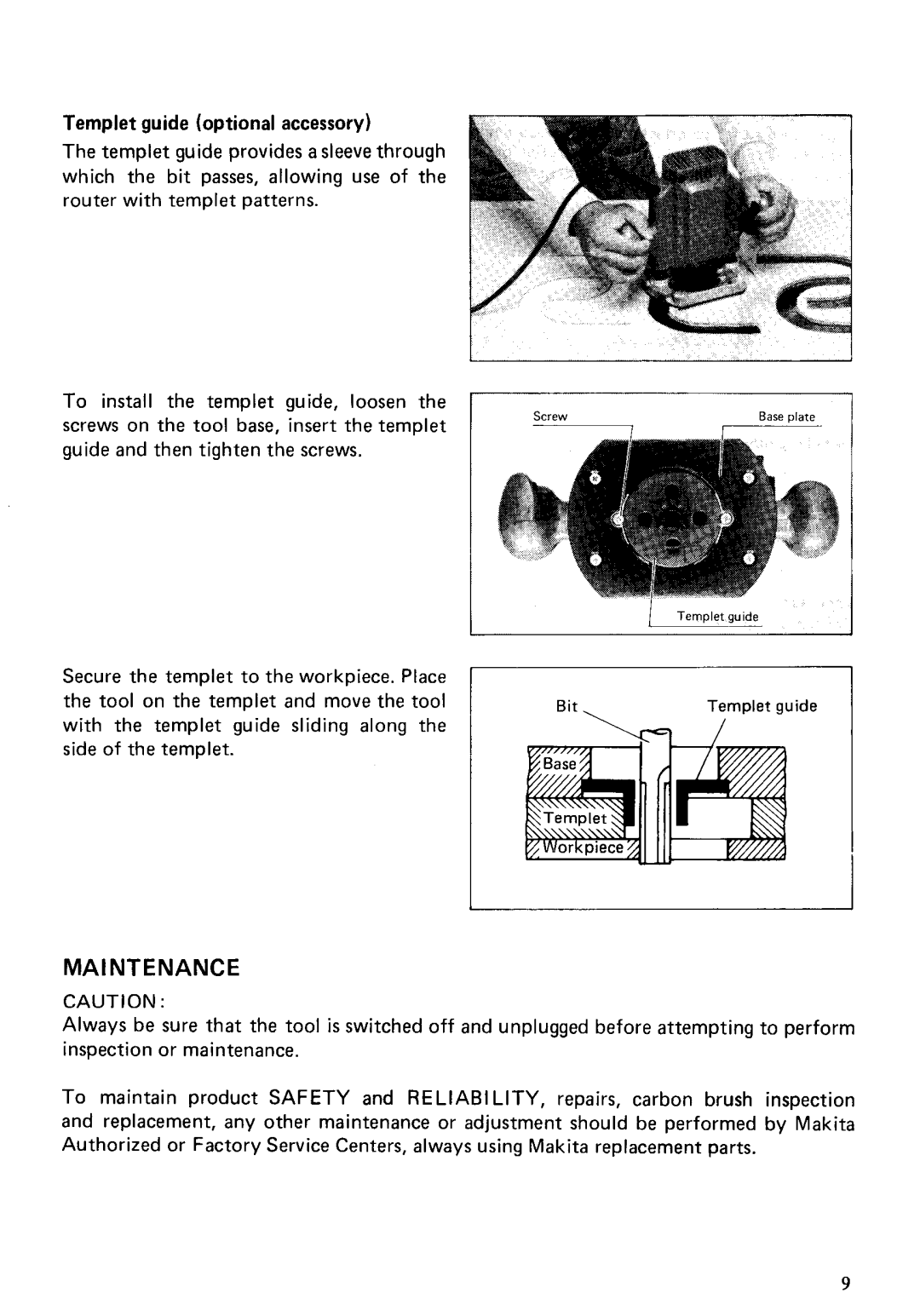 Makita 3620A instruction manual MA1NTENANCE 