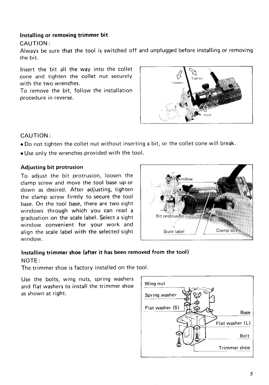 Makita 3702B instruction manual Installing or removing trimmer bit 